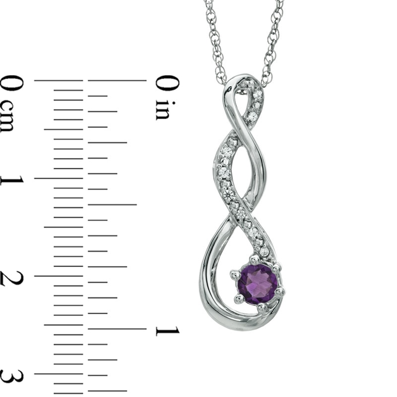 5.5mm Amethyst and Diamond Accent Twist Pendant in Sterling Silver