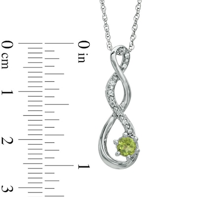 5.5mm Peridot and Diamond Accent Twist Pendant in Sterling Silver