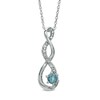 Thumbnail Image 1 of 5.5mm Aquamarine and Diamond Accent Twist Pendant in Sterling Silver