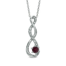 5.5mm Garnet and Diamond Accent Twist Pendant in Sterling Silver
