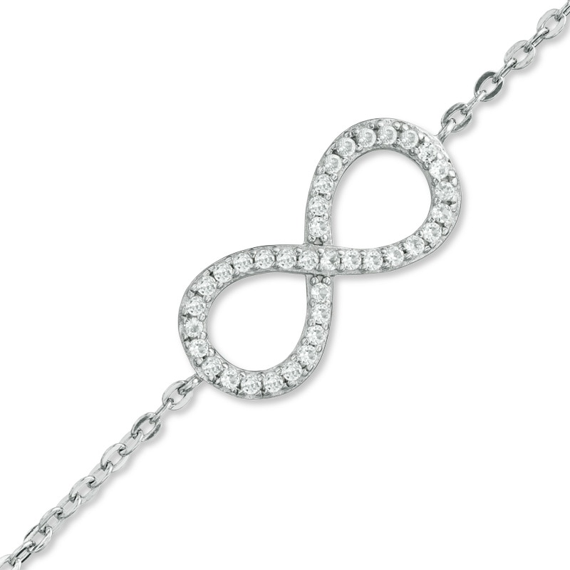 Lab-Created White Sapphire Infinity Bracelet in Sterling Silver - 7.25"|Peoples Jewellers