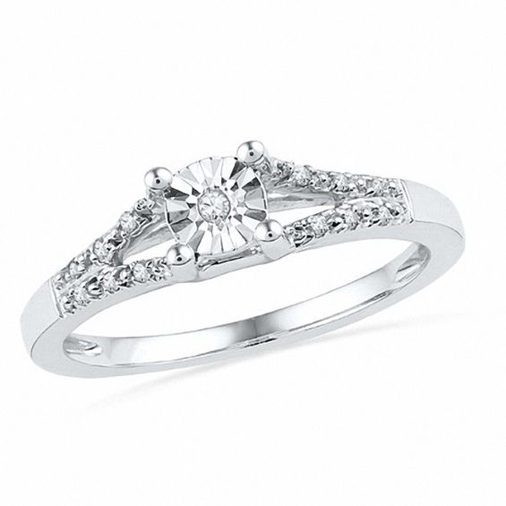 Diamond Accent Split Shank Promise Ring in 10K White Gold | Peoples ...
