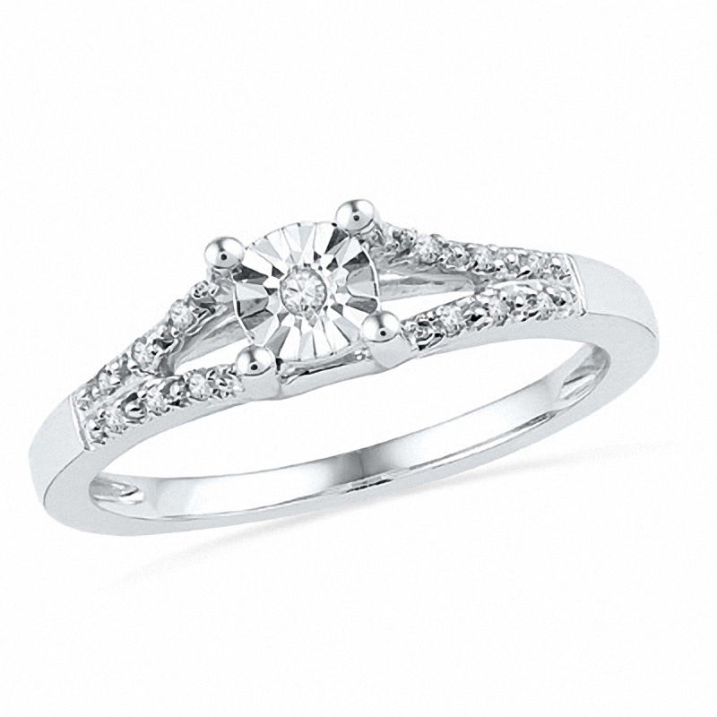 Diamond Accent Split Shank Promise Ring in 10K White Gold
