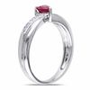 Thumbnail Image 2 of 4.0mm Heart-Shaped Lab-Created Ruby and Diamond Accent Promise Ring in Sterling Silver