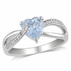 Thumbnail Image 1 of 7.0mm Heart-Shaped Aquamarine and Diamond Accent Split Shank Ring in Sterling Silver