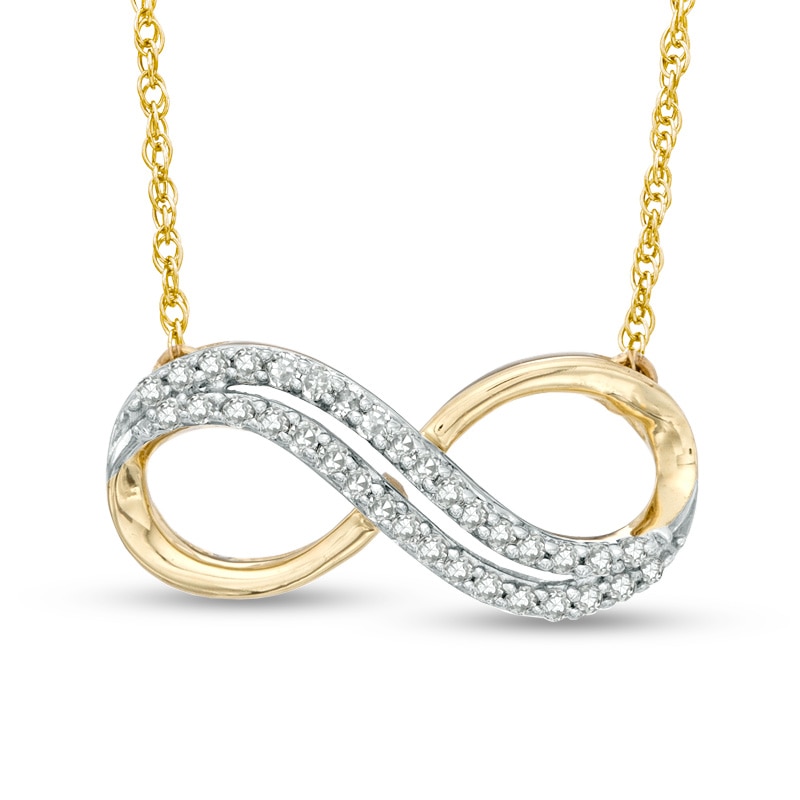 0.10 CT. T.W. Diamond Sideways Infinity Necklace in 10K Gold