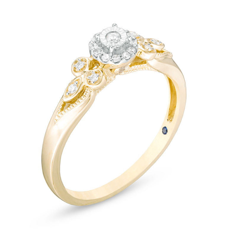 0.10 CT. T.W. Diamond Tri-Sides Promise Ring in 10K Gold