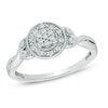 Thumbnail Image 0 of 0.10 CT. T.W. Composite Diamond Flower with Pavé Sides Promise Ring in 10K Gold