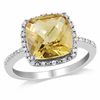 Thumbnail Image 1 of 10.0mm Cushion-Cut Citrine and 0.10 CT. T.W. Diamond Frame Ring in Sterling Silver