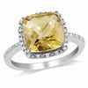 Thumbnail Image 0 of 10.0mm Cushion-Cut Citrine and 0.10 CT. T.W. Diamond Frame Ring in Sterling Silver