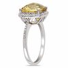 Thumbnail Image 2 of 10.0mm Cushion-Cut Citrine and 0.10 CT. T.W. Diamond Frame Ring in Sterling Silver