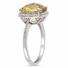 Thumbnail Image 1 of 10.0mm Cushion-Cut Citrine and 0.10 CT. T.W. Diamond Frame Ring in Sterling Silver