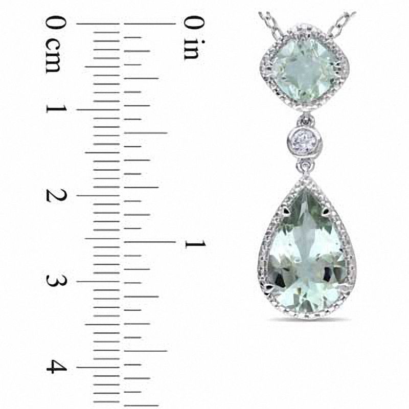 Green Quartz and Lab-Created White Sapphire Double Drop Pendant in Sterling Silver|Peoples Jewellers