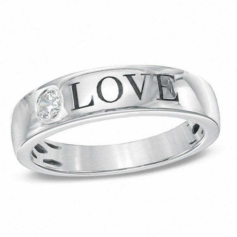 0.10 CT. Diamond "LOVE" Anniversary Band in 10K White Gold|Peoples Jewellers