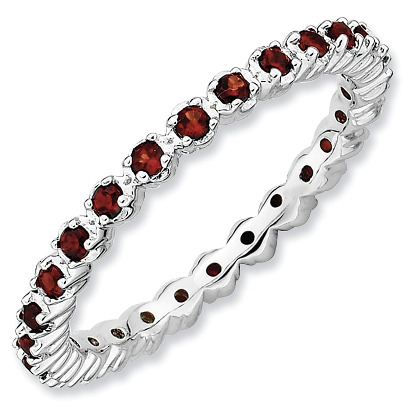 Main Image 1 of Stackable Expressions™ Garnet Eternity Band in Sterling Silver