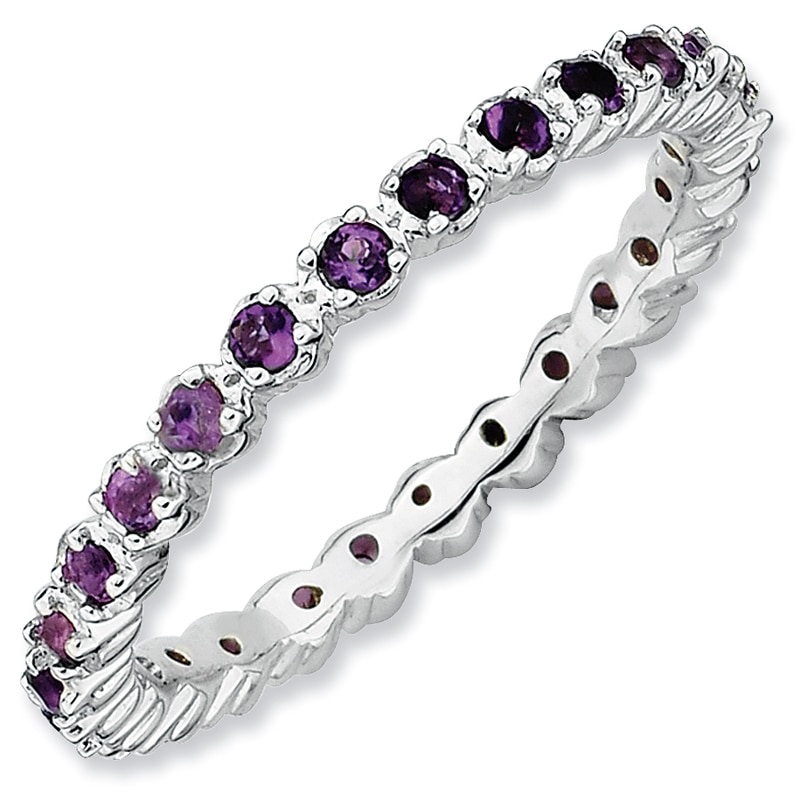 Main Image 1 of Stackable Expressions™ Amethyst Eternity Band in Sterling Silver