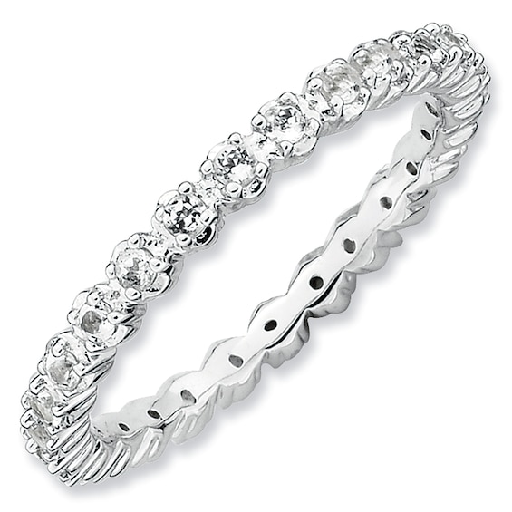 Stackable Expressions™ White Topaz Eternity Band in Sterling Silver