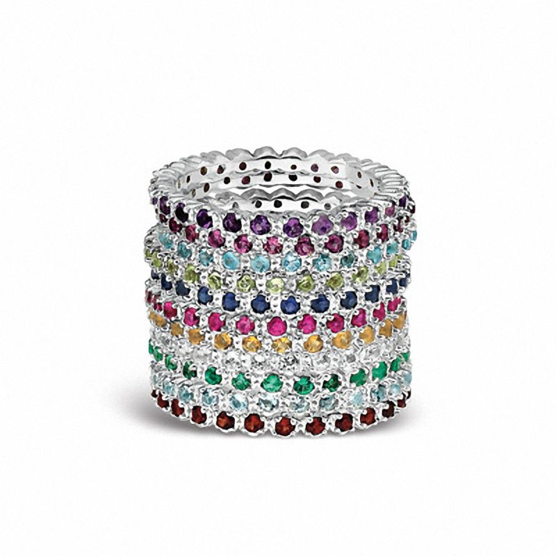 Main Image 2 of Stackable Expressions™ White Topaz Eternity Band in Sterling Silver