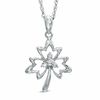 Thumbnail Image 1 of 0.10 CT. T.W. Diamond Maple Leaf Pendant in Sterling Silver
