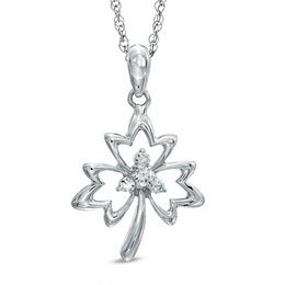 0.10 CT. T.W. Diamond Maple Leaf Pendant in Sterling Silver
