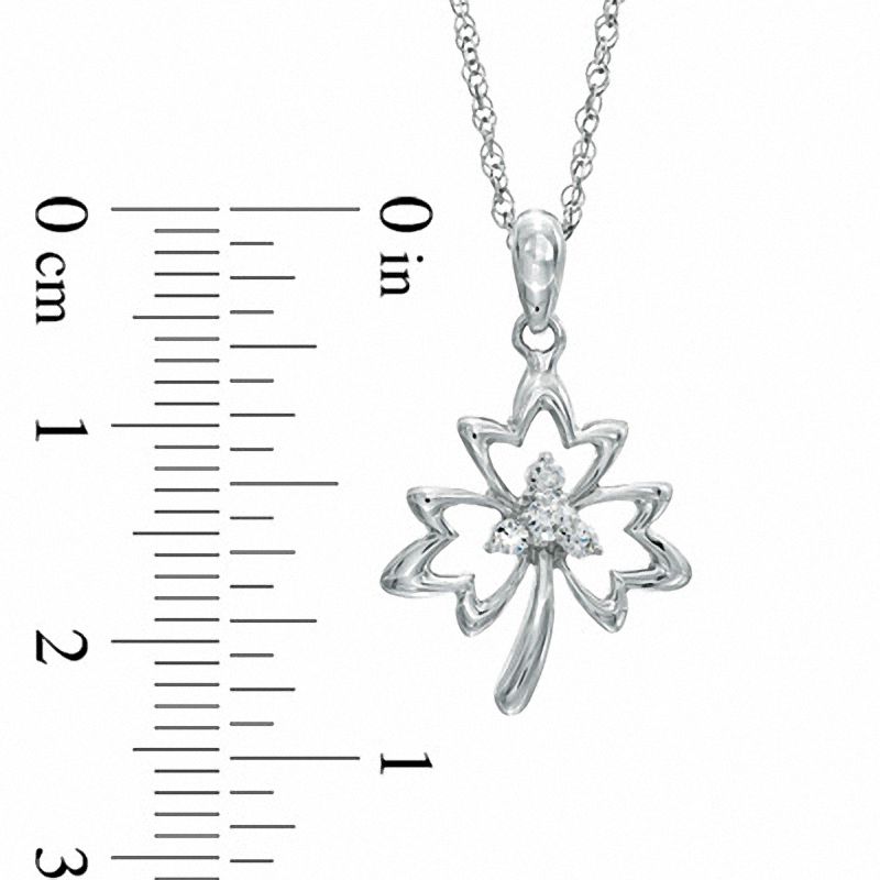 Main Image 2 of 0.10 CT. T.W. Diamond Maple Leaf Pendant in Sterling Silver