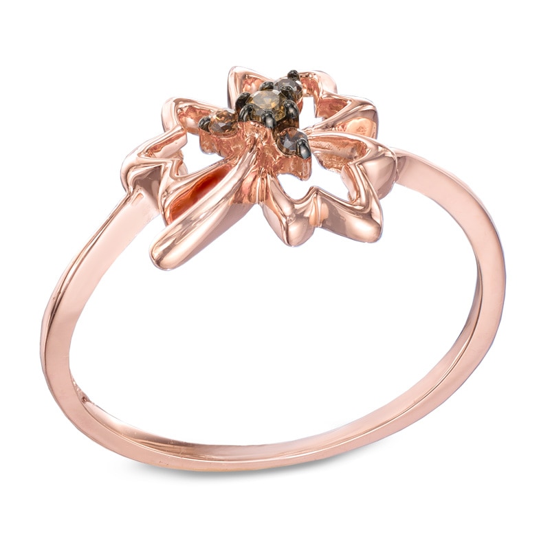 Enhanced Champagne Diamond Accent Maple Leaf Ring in 10K Rose Gold
