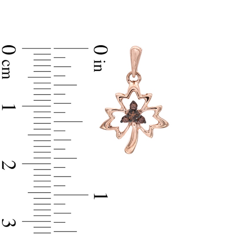 Main Image 2 of 0.13 CT. T.W. Enhanced Champagne Diamond Maple Leaf Drop Earrings in 10K Rose Gold