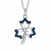 Thumbnail Image 0 of 0.13 CT. T.W. Enhanced Blue and White Diamond Maple Leaf Pendant in 10K White Gold