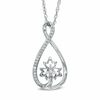 Thumbnail Image 0 of 0.13 CT. T.W. Diamond Infinity with Maple Leaf Pendant in Sterling Silver