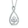 Thumbnail Image 1 of 0.13 CT. T.W. Diamond Infinity with Maple Leaf Pendant in Sterling Silver