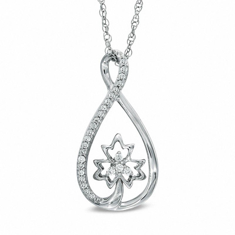 0.13 CT. T.W. Diamond Infinity with Maple Leaf Pendant in Sterling Silver