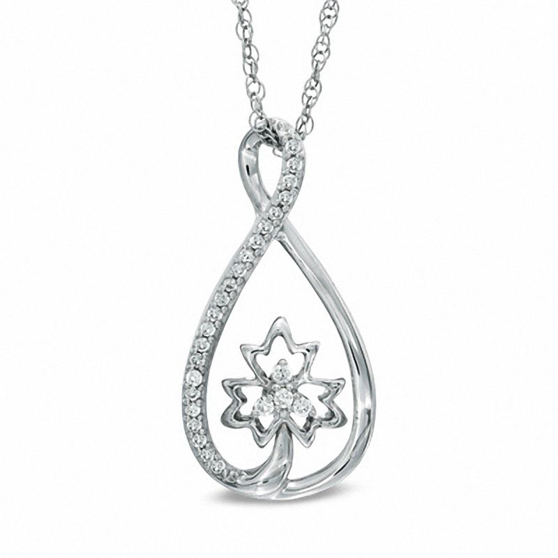 0.13 CT. T.W. Diamond Infinity with Maple Leaf Pendant in Sterling Silver|Peoples Jewellers