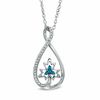 Thumbnail Image 0 of 0.13 CT. T.W. Enhanced Blue and White Diamond Infinity with Maple Leaf Pendant in Sterling Silver