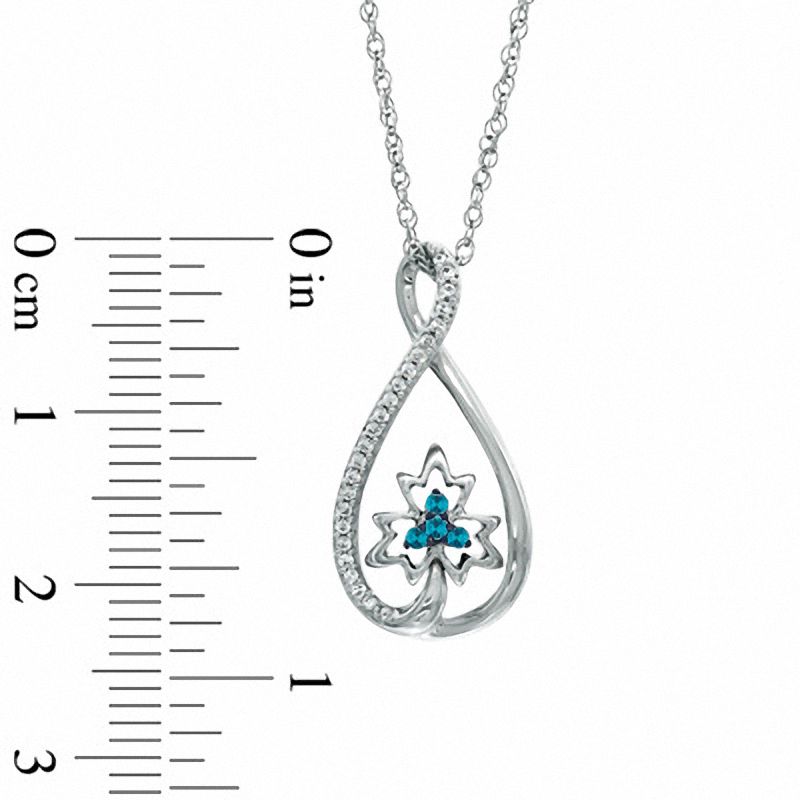 0.13 CT. T.W. Enhanced Blue and White Diamond Infinity with Maple Leaf Pendant in Sterling Silver