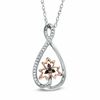 Thumbnail Image 0 of 0.13 CT. T.W. Diamond Infinity with Maple Leaf Pendant in Sterling Silver and 10K Rose Gold