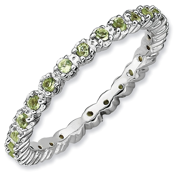 Sterling Silver Stackable Expressions Bezel Set Peridot Eternity Ring