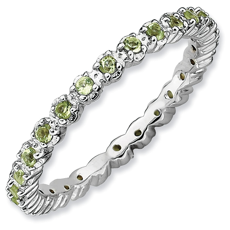 Stackable Expressions™ Prong-Set Peridot Eternity Band in Sterling Silver