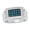 Thumbnail Image 0 of Men's 0.50 CT. T.W. Enhanced Blue Diamond Ring in Sterling Silver