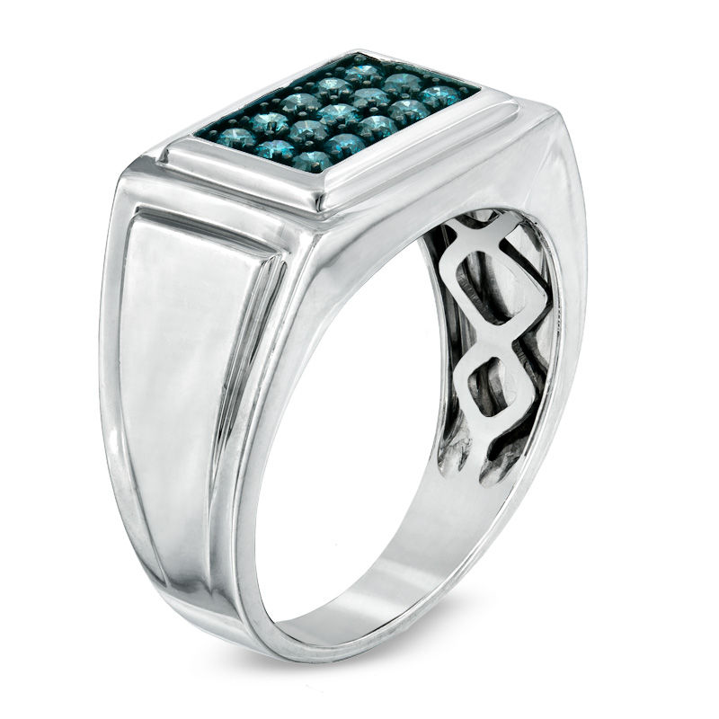Men's 0.50 CT. T.W. Enhanced Blue Diamond Ring in Sterling Silver|Peoples Jewellers