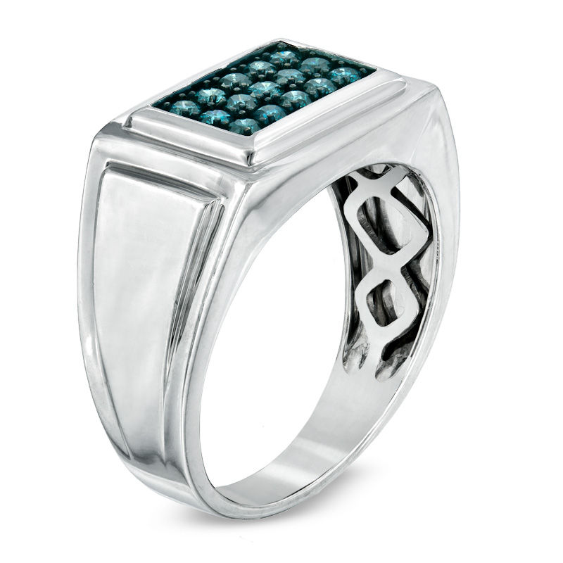 Main Image 2 of 0.50 CT. T.W. Enhanced Blue Diamond Ring in Sterling Silver