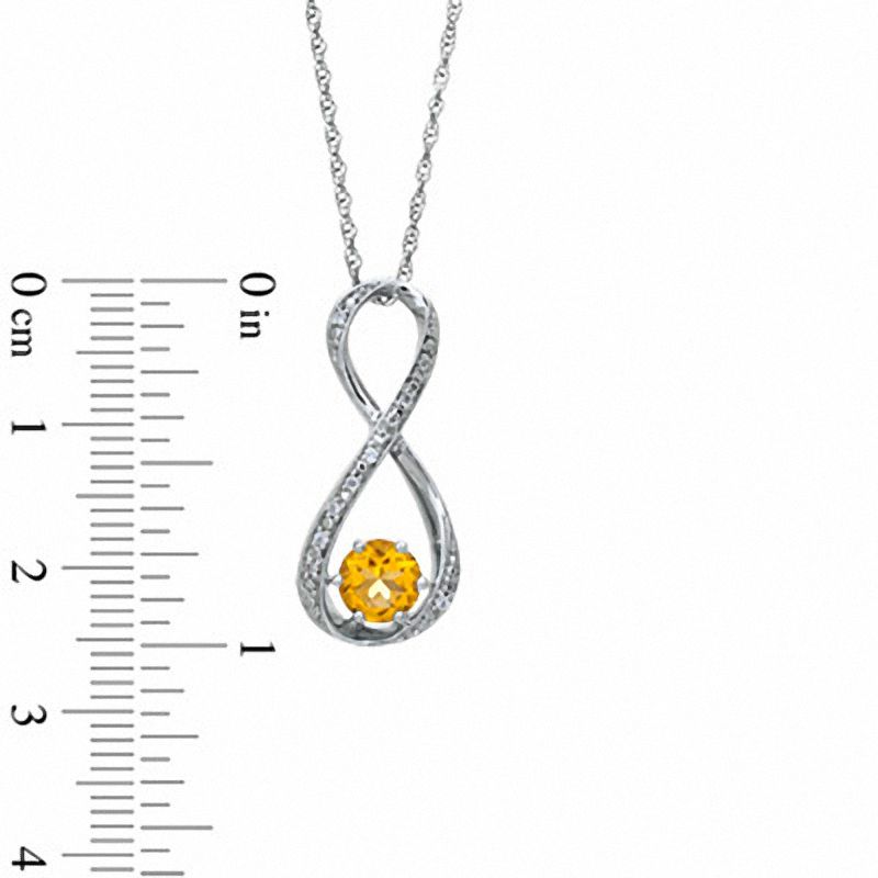 Main Image 2 of 5.5mm Citrine and Diamond Accent Infinity Pendant in Sterling Silver