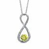 Thumbnail Image 0 of 5.5mm Peridot and Diamond Accent Infinity Pendant in Sterling Silver