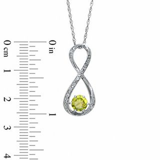 5.5mm Peridot and Diamond Accent Infinity Pendant in Sterling Silver