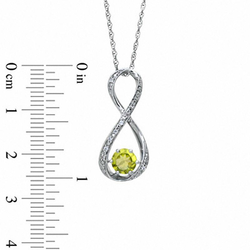 5.5mm Peridot and Diamond Accent Infinity Pendant in Sterling Silver