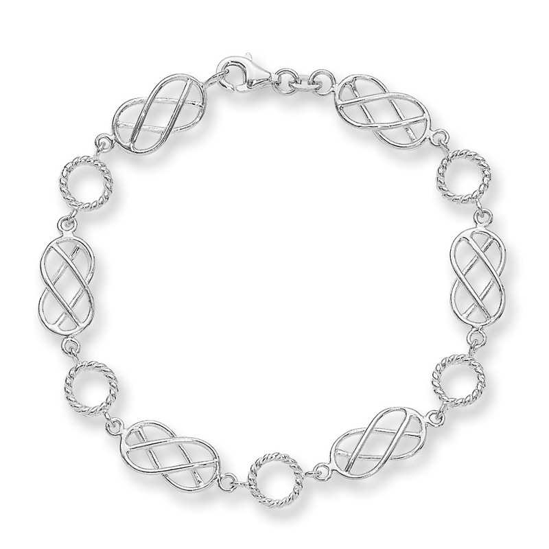 Woven Station Bracelet in Sterling Silver - 7.25"|Peoples Jewellers