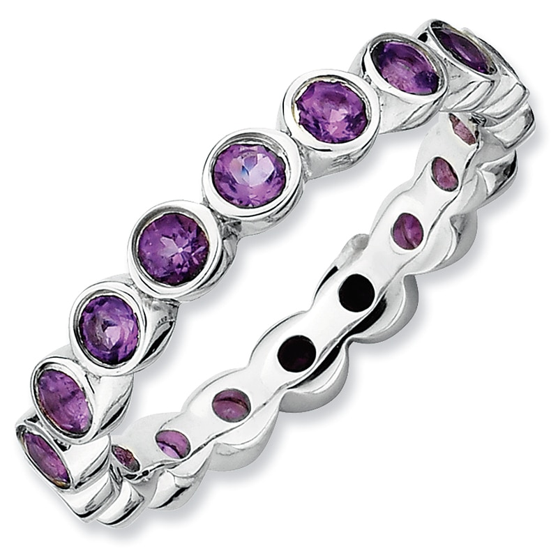 Stackable Expressions™ Bezel-Set Large Amethyst Eternity Band in Sterling Silver