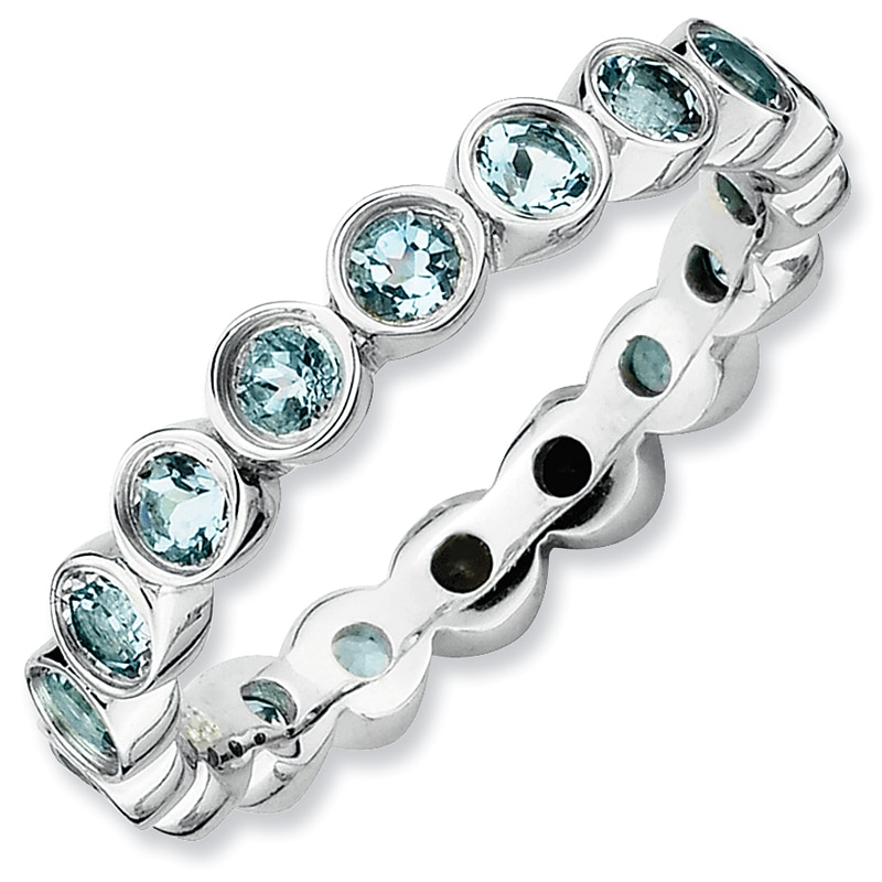 Main Image 1 of Stackable Expressions™ Bezel-Set Large Aquamarine Eternity Band in Sterling Silver