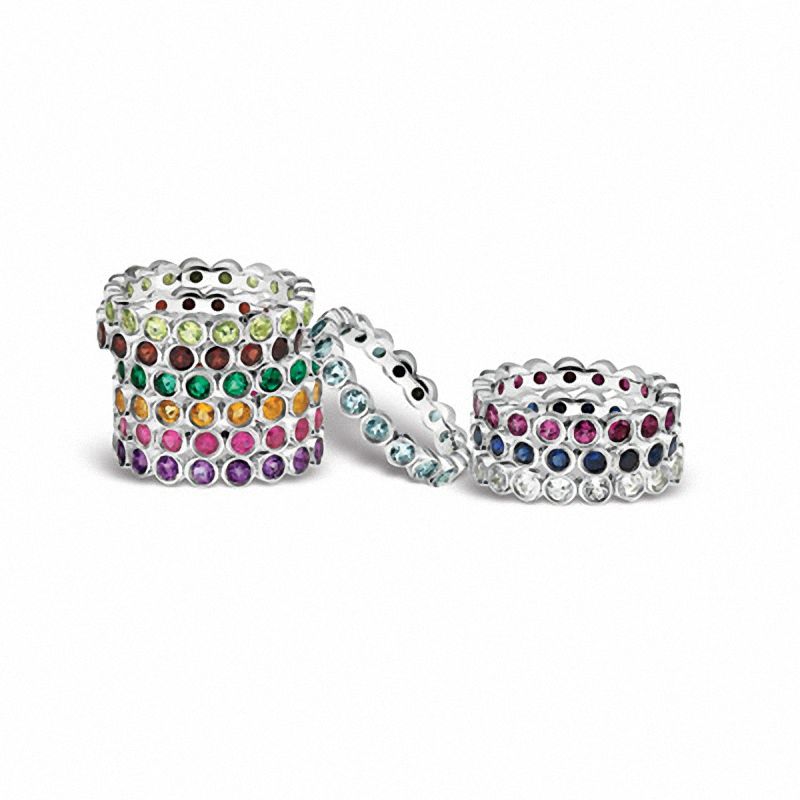 Main Image 2 of Stackable Expressions™ Bezel-Set Large Aquamarine Eternity Band in Sterling Silver