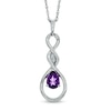 Thumbnail Image 0 of Pear-Shaped Amethyst and Diamond Accent Infinity Pendant in Sterling Silver