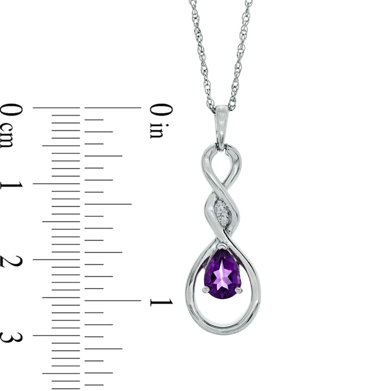 Pear-Shaped Amethyst and Diamond Accent Infinity Pendant in Sterling Silver